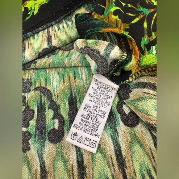 Bob Mackie Shirt Womens Sm Green Wearable Art Pullover Long Sleeve Pattern Top - Picture 9 of 11